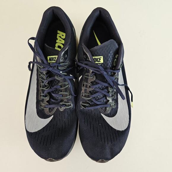 Nike Zoom Fly Running Shoe Sneaker‎ Men's 11.5 Obsidian Blue Navy Lime Racing - Picture 2 of 10